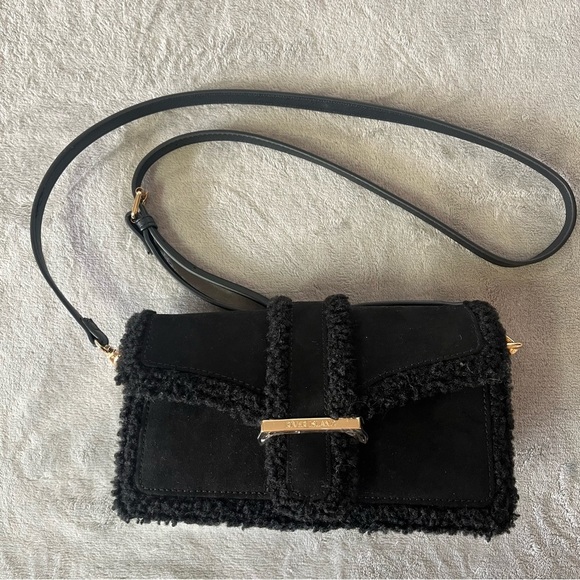 NWOT River Island Black Borg Trim Satchel Bag - Picture 1 of 11